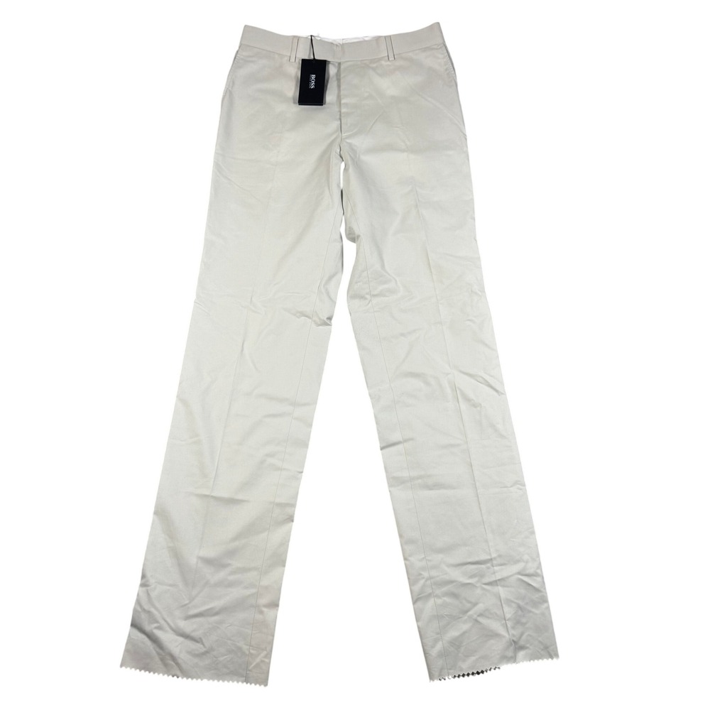 Hugo Boss James Brown Pants Mens 32x37 Beige Straight Leg Chinos Unfinished NWT